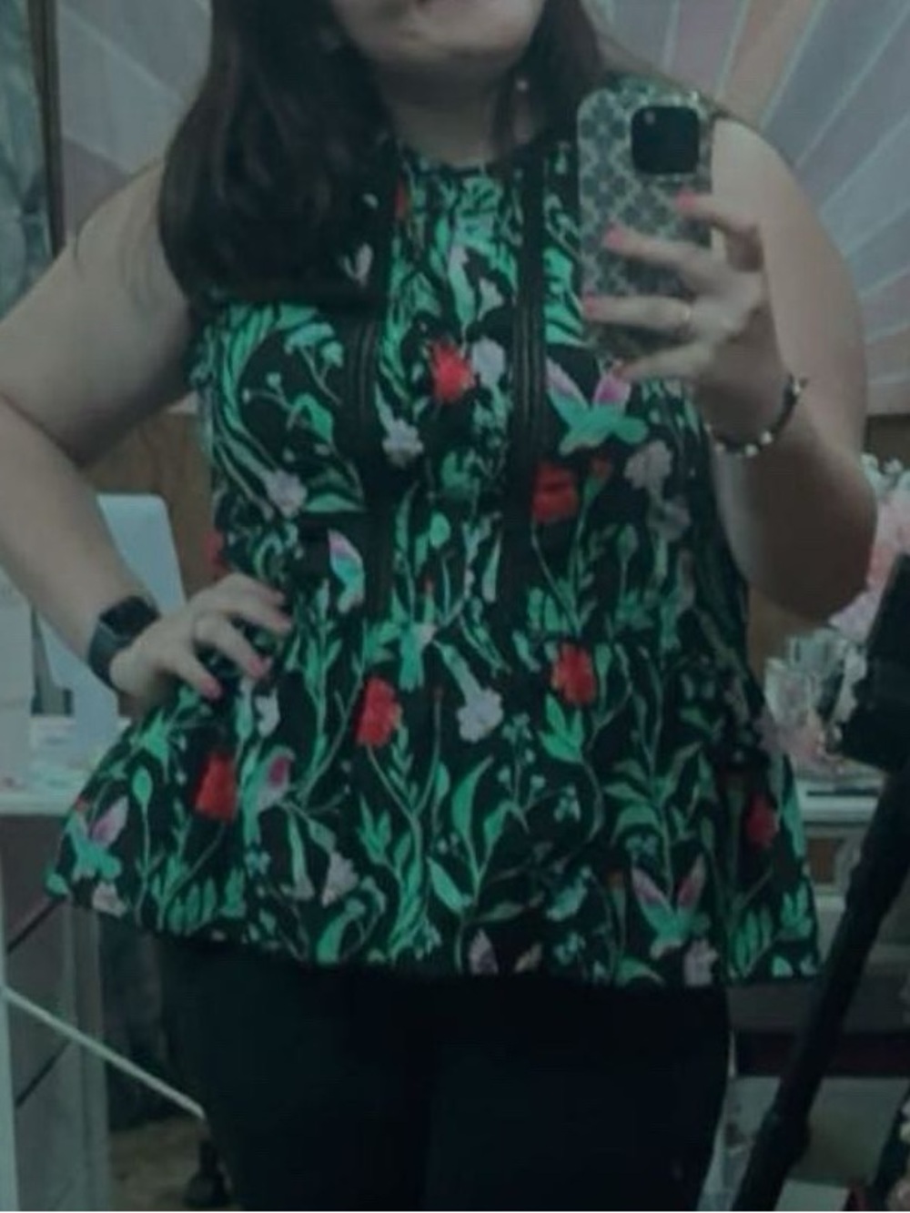 kate spade Black Floral Peplum Camisole